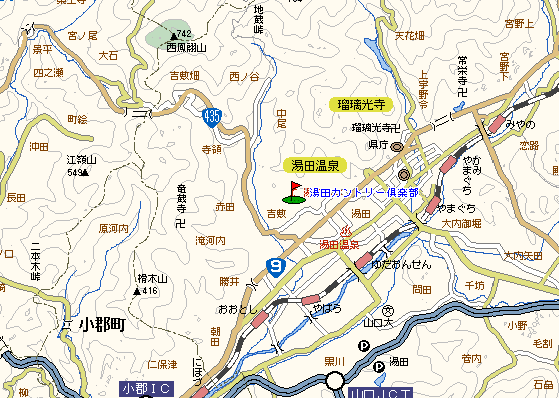 湯田カントリー倶楽部のアクセス地図