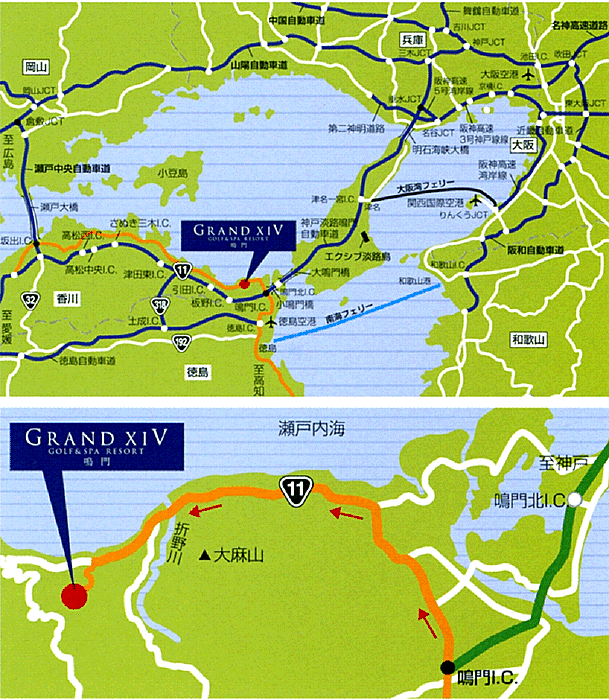 グランディ鳴門ゴルフクラブ３６のアクセス地図