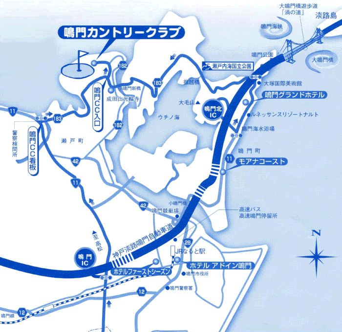 鳴門カントリークラブのアクセス地図