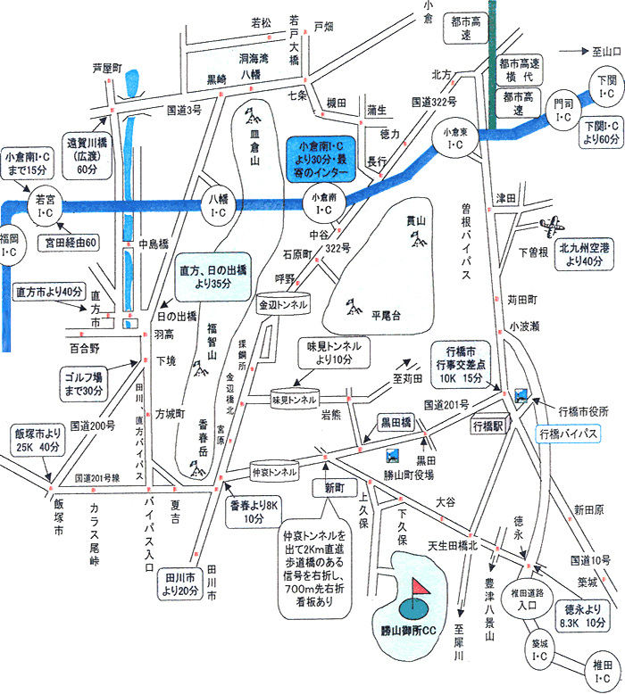 勝山御所カントリークラブ（福岡県）のアクセス地図