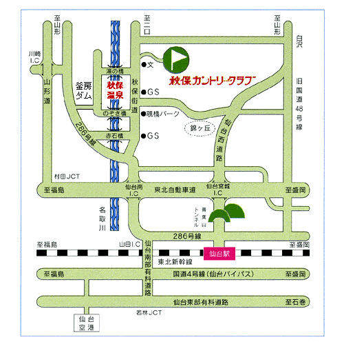 太白カントリークラブ秋保コースのアクセス地図