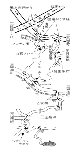 熊本南カントリークラブのアクセス地図