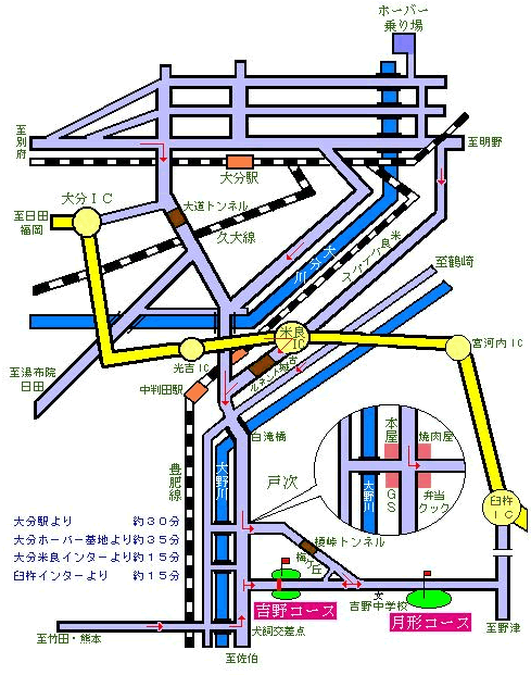 大分カントリークラブ　吉野コースのアクセス地図