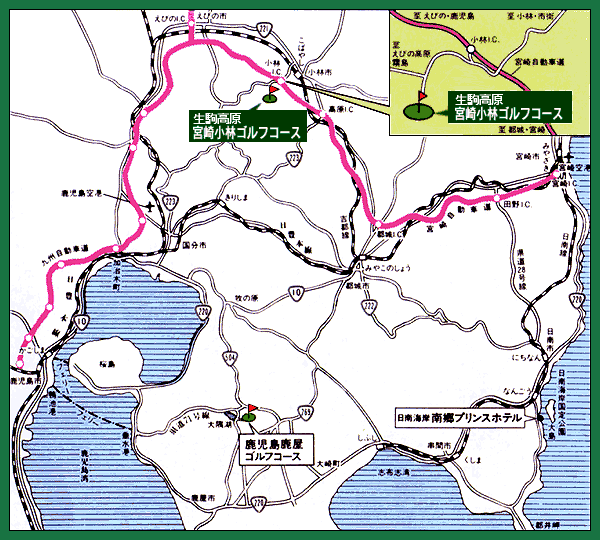 宮崎小林カントリークラブのアクセス地図