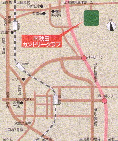 南秋田カントリークラブのアクセス地図