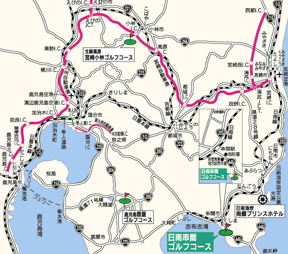 日南串間ゴルフコースのアクセス地図