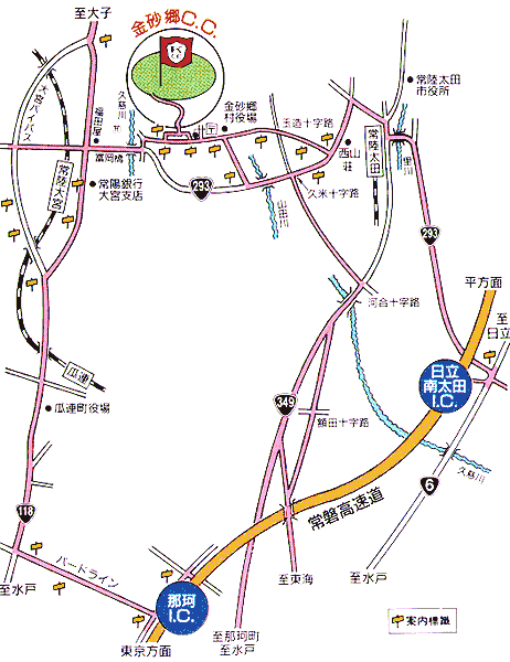 金砂郷カントリークラブのアクセス地図