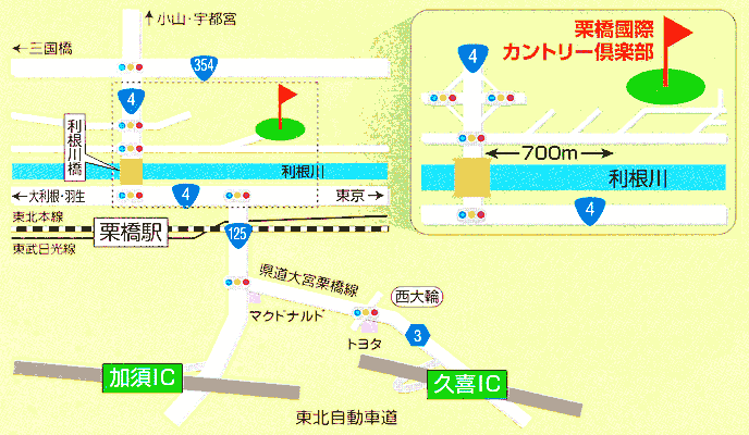 栗橋國際カントリー倶楽部のアクセス地図