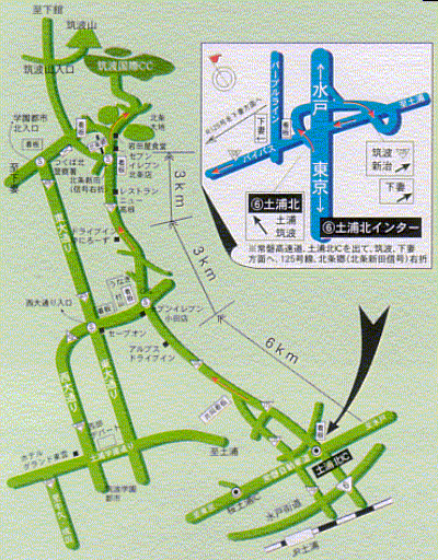 筑波国際カントリークラブのアクセス地図