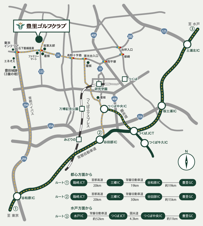 豊里ゴルフクラブのアクセス地図