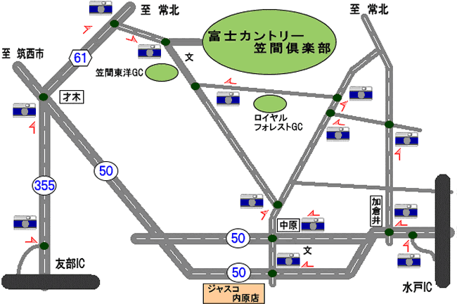 富士カントリー笠間倶楽部のアクセス地図